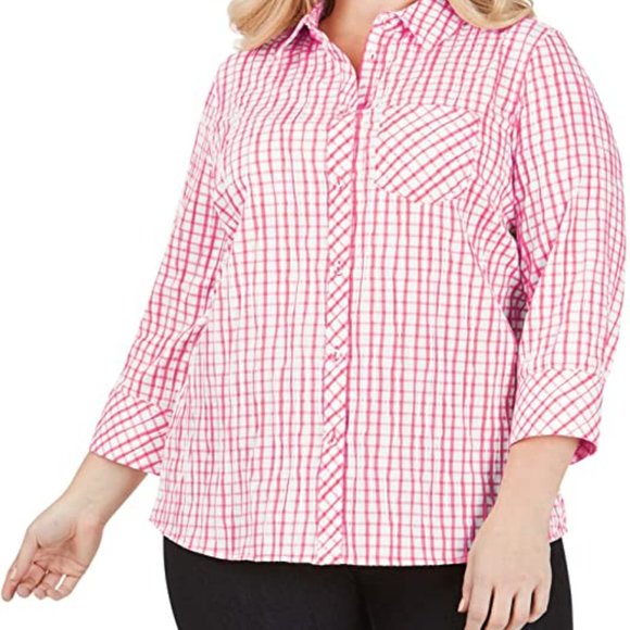 Foxcroft button up crinkle pink 14w NWT - Picture 1 of 12